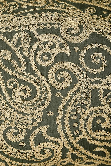 Buy_Khaabka_Green Cotton Linen Dori, Zari Shaakh And Embroidered Cushion Covers - 2 Pcs_Online_at_Aza_Fashions