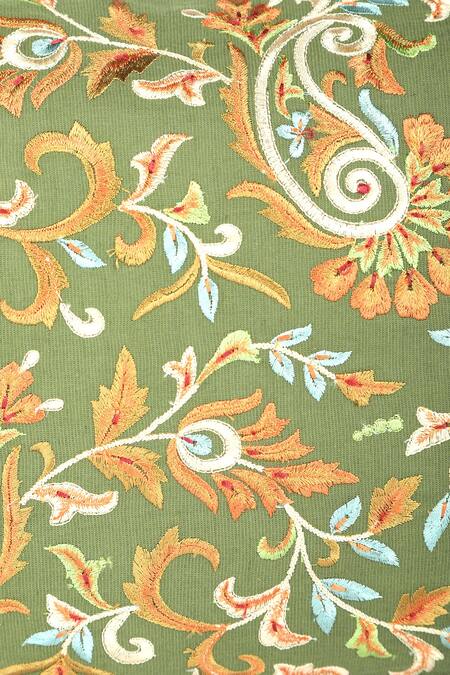 Buy Khaabka Green Chanderi Silk Traditional Paisley Cushion On Shaakh Work Covers - 2 Pcs Online at Aza Fashions Buy_Khaabka_Green Chanderi Silk Traditional Paisley Cushion On Shaakh Work Covers - 2 Pcs_Online_at_Aza_Fashions