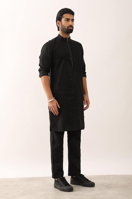 Son Of A Noble Snob_Black Linen Tejas Shirt With Pant _Online_at_Aza_Fashions