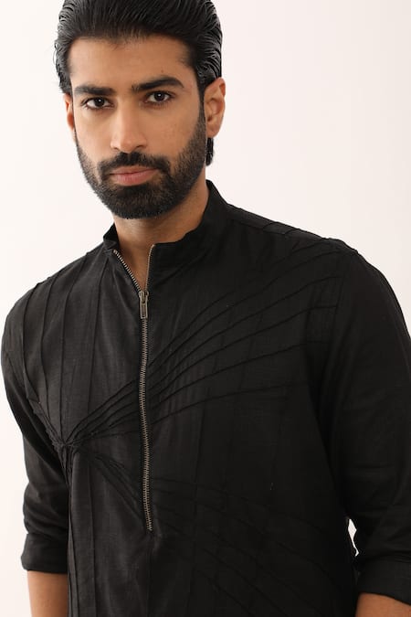 Buy_Son Of A Noble Snob_Black Linen Tejas Shirt With Pant _Online_at_Aza_Fashions