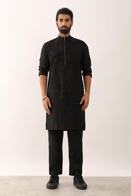 Shop_Son Of A Noble Snob_Black Linen Tejas Shirt With Pant _Online_at_Aza_Fashions