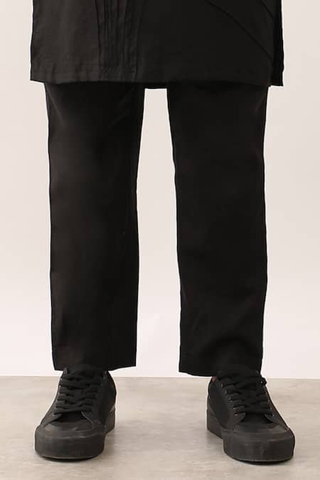 Son Of A Noble Snob_Black Linen Tejas Shirt With Pant _at_Aza_Fashions