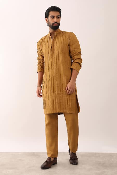 Son of A Noble Snob Viraj Linen Straight Solid Kurta & Pant Set 