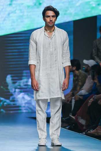 Buy_Son Of A Noble Snob_White Linen Applique Ravi Sleeveless Waistcoat Trouser Set_Online_at_Aza_Fashions