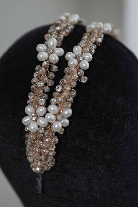 Buy Floristaa By Mahek Gold Pearls, Crystals Amaira Floral Cluster Embellished Hairband Online at Aza Fashions Buy_Floristaa By Mahek_Gold Pearls, Crystals Amaira Floral Cluster Embellished Hairband _Online_at_Aza_Fashions