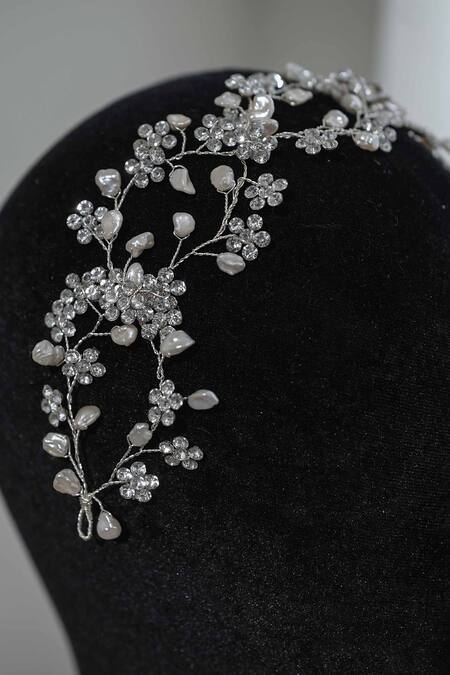 Buy Floristaa By Mahek Silver Beads Delmar Rhinestone Embellished Hairband Online at Aza Fashions Buy_Floristaa By Mahek_Silver Beads Delmar Rhinestone Embellished Hairband _Online_at_Aza_Fashions