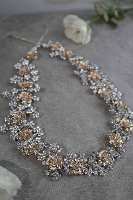 Floristaa By Mahek Faith Rhinestone Cluster Embellished Waist Belt 