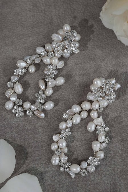 Floristaa By Mahek Kiara Floral Pattern Pearl Embedded Earrings 