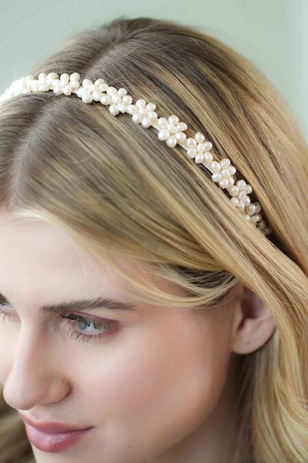 Floristaa By Mahek Peri Floral Pearl Work Hair Band 