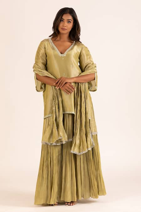 KRINA PATEL Sequin Blossom Kurta Sharara Set 