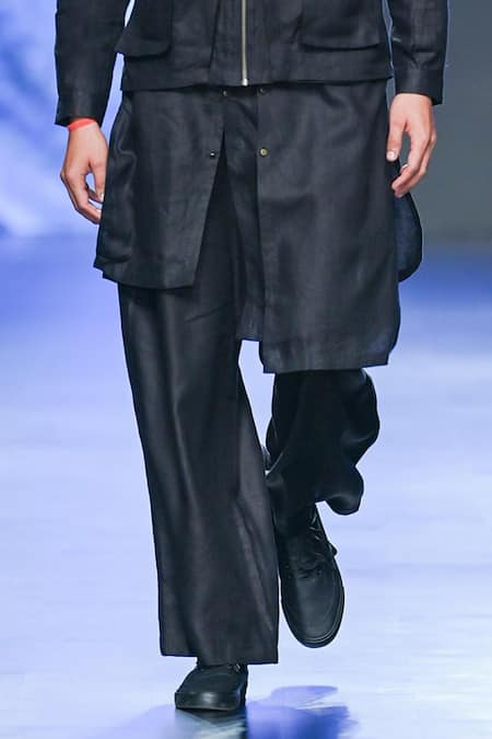 Buy Son Of A Noble Snob Black 100% Linen Neel Zipper Shacket Trouser Set Online at Aza Fashions Buy_Son Of A Noble Snob_Black 100% Linen Neel Zipper Shacket Trouser Set _Online_at_Aza_Fashions