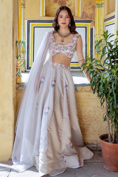 Pasha India Panelled Floral Print Lehenga Set 