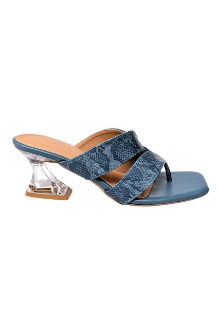 Devano Blue Flow Textured Pattern Heels Online at Aza Fashions Devano_Blue Flow Textured Pattern Heels_Online_at_Aza_Fashions