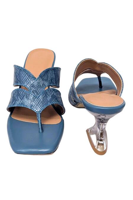 Buy Devano Blue Flow Textured Pattern Heels Online at Aza Fashions Buy_Devano_Blue Flow Textured Pattern Heels_Online_at_Aza_Fashions