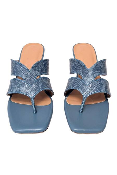 Shop Devano Blue Flow Textured Pattern Heels Online at Aza Fashions Shop_Devano_Blue Flow Textured Pattern Heels_Online_at_Aza_Fashions