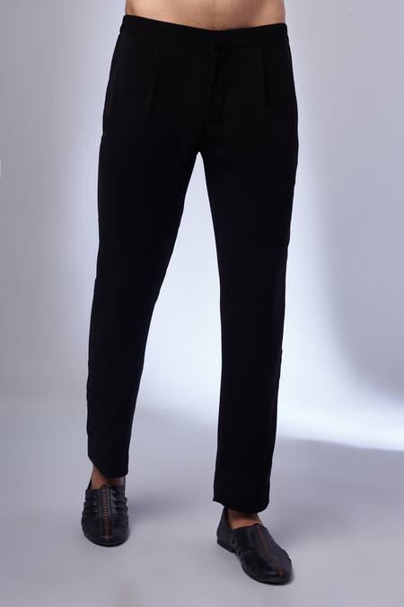 Nero By Shaifali And Satya_Black Boomario Musk Rose Embroidery Sheesha Jodhpuri With Trouser _Online_at_Aza_Fashions