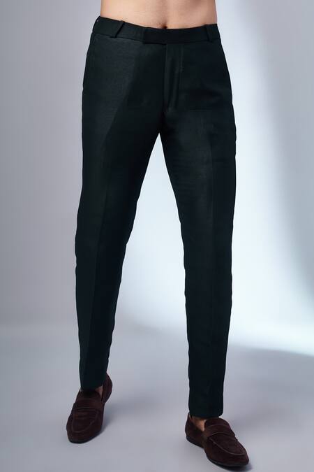 Nero By Shaifali And Satya_Green Suiting Helix Wing Embroidery Jodhpuri With Trouser_Online_at_Aza_Fashions