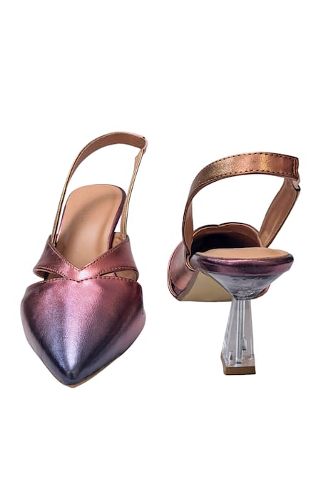 Devano_Multi Color Cut Work Cami Slingback Metallic Pumps_Online_at_Aza_Fashions