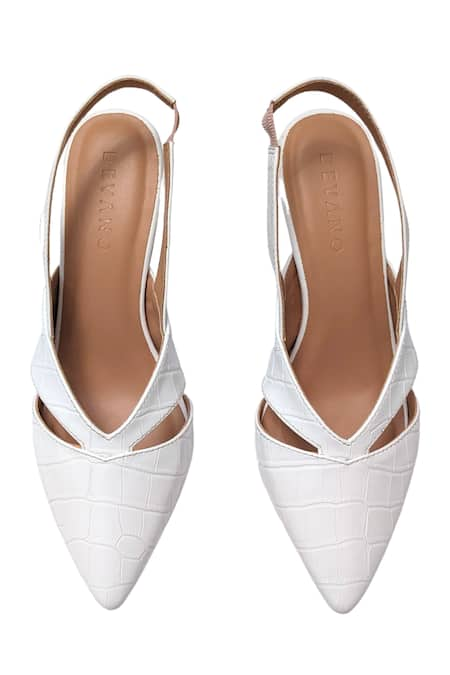 Devano White Cami Slingback Pointed Toe Pumps 