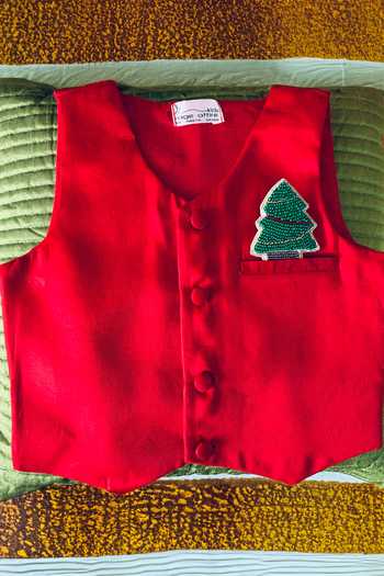 Rage Attire-Sweta Saria Christmas Ornament Patch Embroidered Jacket 