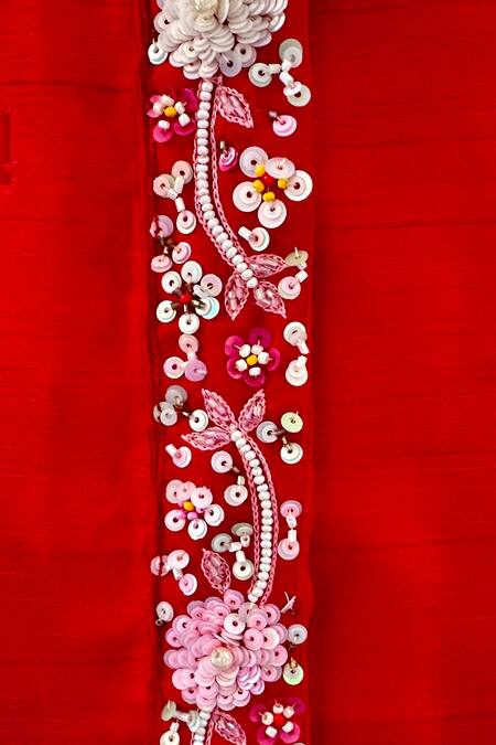 Buy Rage Attire-Sweta Saria Red Bamboo, , Satin Sequins Embroidered Placket Sherwani With Pant Online at Aza Fashions Buy_Rage Attire-Sweta Saria_Red Bamboo, , Satin Sequins Embroidered Placket Sherwani With Pant _Online_at_Aza_Fashions