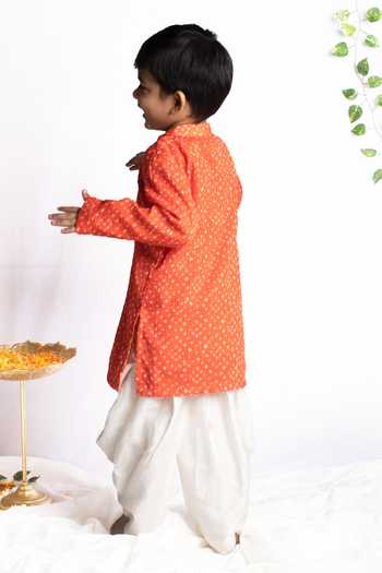 Rage Attire-Sweta Saria Orange Cotton, Silk Bandhani Print Kurta With Patiala Pant Online at Aza Fashions Rage Attire-Sweta Saria_Orange Cotton, Silk Bandhani Print Kurta With Patiala Pant _Online_at_Aza_Fashions