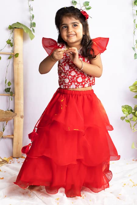 Rage Attire-Sweta Saria Hand Embroidered Blouse With Ruffled Lehenga 