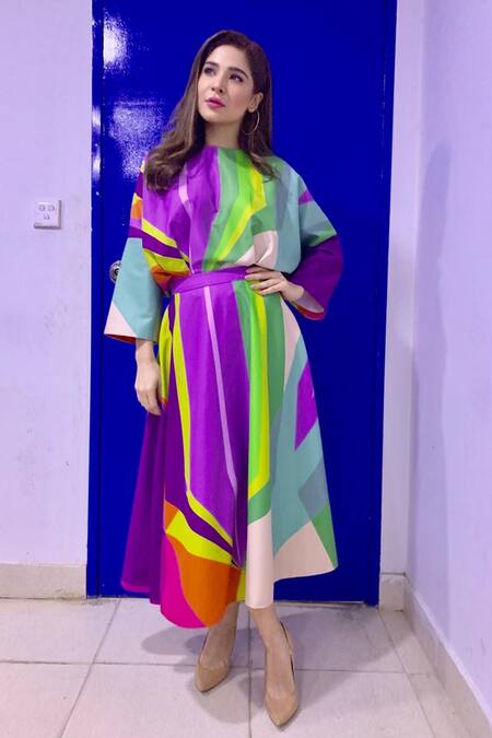 Shop_Siddhartha Bansal_Multi Color Taffeta Flared Skirt_Online_at_Aza_Fashions