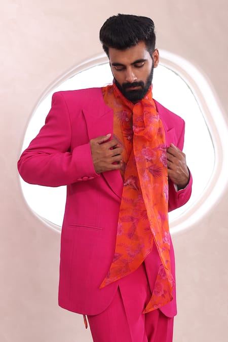 Mahima Mahajan_Pink Organza, Modal Dhruv Long Sleeve Blazer _at_Aza_Fashions