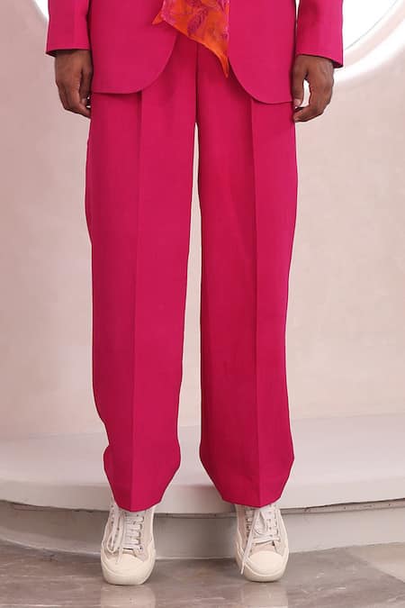 Buy_Mahima Mahajan_Pink Moss Crepe Ansh Solid Blazer Pant Set _Online_at_Aza_Fashions