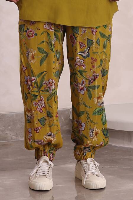 Shop_Mahima Mahajan_Yellow Modal Embroidery Floral Print Bundi Kurta Set _Online_at_Aza_Fashions