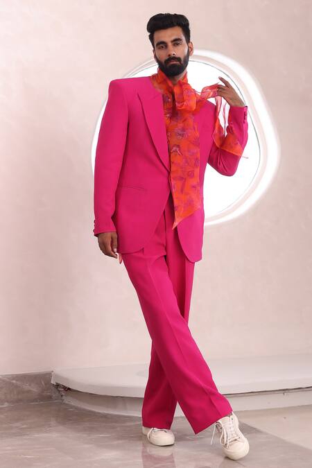 Shop Mahima Mahajan Orange Organza, Modal Embroidery Dhir Rafflesia Bloom Print Shirt Online at Aza Fashions Shop_Mahima Mahajan_Orange Organza, Modal Embroidery Dhir Rafflesia Bloom Print Shirt _Online_at_Aza_Fashions