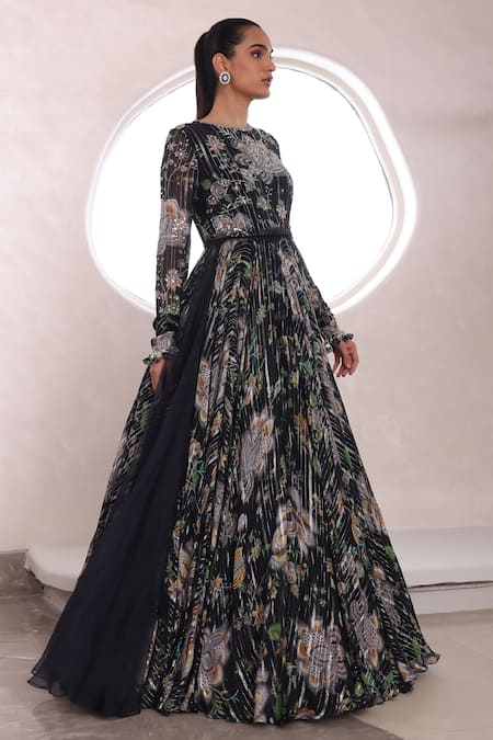 Buy Mahima Mahajan Black Organza, Lurex, Georgette Amora Botanic Pattern Anarkali With Dupatta Online at Aza Fashions Buy_Mahima Mahajan_Black Organza, Lurex, Georgette Amora Botanic Pattern Anarkali With Dupatta _Online_at_Aza_Fashions