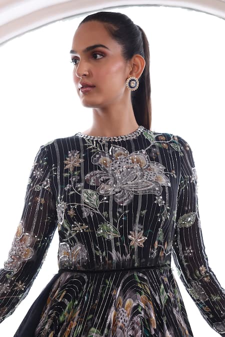 Mahima Mahajan Black Organza, Lurex, Georgette Amora Botanic Pattern Anarkali With Dupatta at Aza Fashions Mahima Mahajan_Black Organza, Lurex, Georgette Amora Botanic Pattern Anarkali With Dupatta _at_Aza_Fashions
