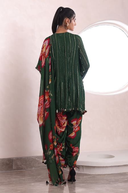 Shop Mahima Mahajan Green Lurex, Georgette Sequins, Freya Mirrorwork Bodice Kurta Salwar Set at Aza Fashions Shop_Mahima Mahajan_Green Lurex, Georgette Sequins, Freya Mirrorwork Bodice Kurta Salwar Set _at_Aza_Fashions