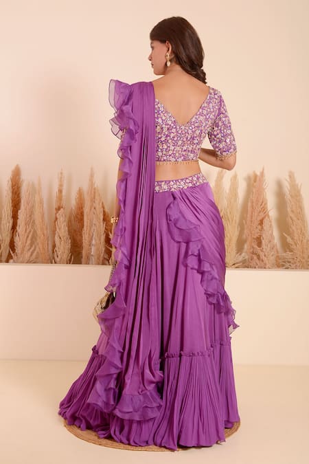 Surabhi Arya Ruffled Pallu Lehenga Saree With Blouse 