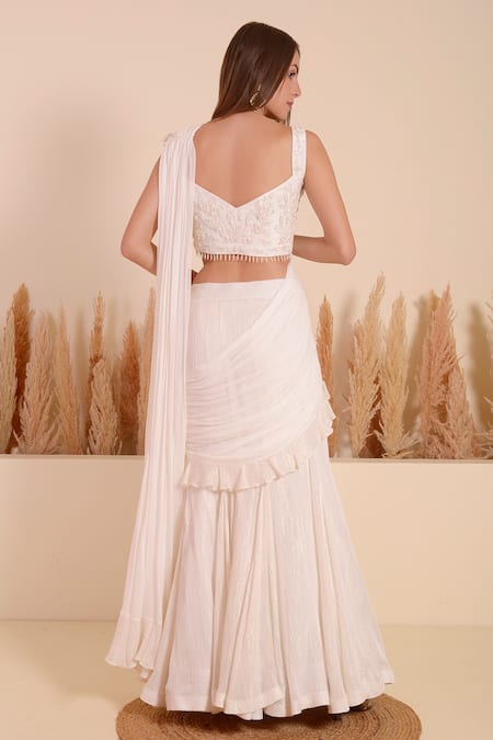 Surabhi Arya Mystic Pearl Embellished Lehenga Saree With Blouse 