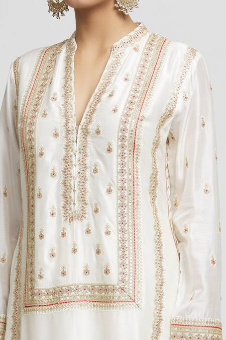 Buy Gopi Vaid White Tussar, Chiffon Embroidery Bandeau Neck Asma Kurta Sharara Set Online at Aza Fashions Buy_Gopi Vaid_White Tussar, Chiffon Embroidery Bandeau Neck Asma Kurta Sharara Set_Online_at_Aza_Fashions