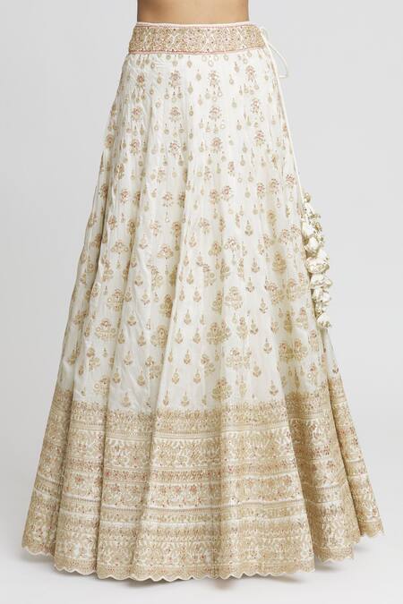 Gopi Vaid_White Tussar, Organza Zari, Embroidery Shahi Embellished Bridal Lehenga Set _at_Aza_Fashions