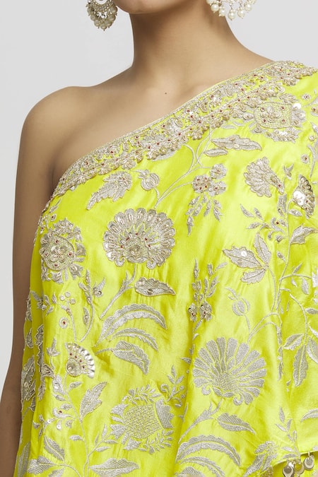 Buy Gopi Vaid Green Tussar Embroidery, Tassels One Arsh Floral Pattern Top And Sharara Set Online at Aza Fashions Buy_Gopi Vaid_Green Tussar Embroidery, Tassels One Arsh Floral Pattern Top And Sharara Set _Online_at_Aza_Fashions