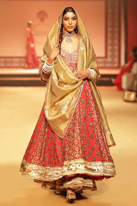 Nitya Bajaj Ajrakh Print Anarkali Sharara Set 