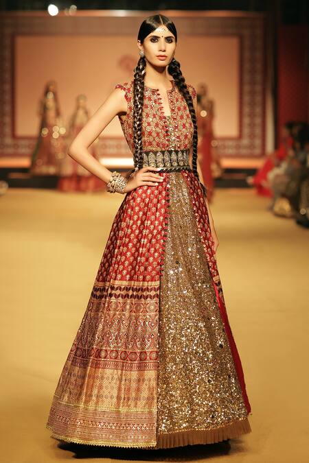 Nitya Bajaj Gold Modal Silk Embroidery Sequin Anarkali Square With Kalidar Jacket at Aza Fashions Nitya Bajaj_Gold Modal Silk Embroidery Sequin Anarkali Square With Kalidar Jacket _at_Aza_Fashions