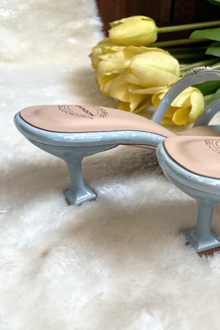 Modanta Footwear_Blue Diamonds Diamante Brooch Embellished Heels _Online_at_Aza_Fashions