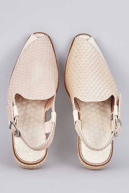 RNG Safawala Basket Weave Leather Slip-On Mules 