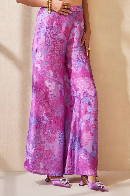 Ankita Dharman_Purple Silk, Lurex Embroidery Open Neck, Deep Rhythm Solid Jacket Pant Set _Online_at_Aza_Fashions