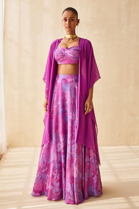 Ankita Dharman Deep Rhythm Solid Jacket Floral Pattern Lehenga Set 