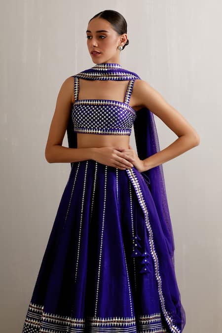Shop Priyal Prakash Blue Net, Silk Sequins, Zari Square Neck Stripe Pattern Lehenga Set Online at Aza Fashions Shop_Priyal Prakash_Blue Net, Silk Sequins, Zari Square Neck Stripe Pattern Lehenga Set _Online_at_Aza_Fashions