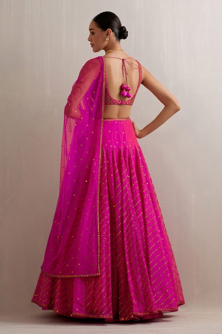 Shop Priyal Prakash Magenta Organza, Polyester, Net Sequins, Zari Sweetheart Neck Work Lehenga Set at Aza Fashions Shop_Priyal Prakash_Magenta Organza, Polyester, Net Sequins, Zari Sweetheart Neck Work Lehenga Set _at_Aza_Fashions