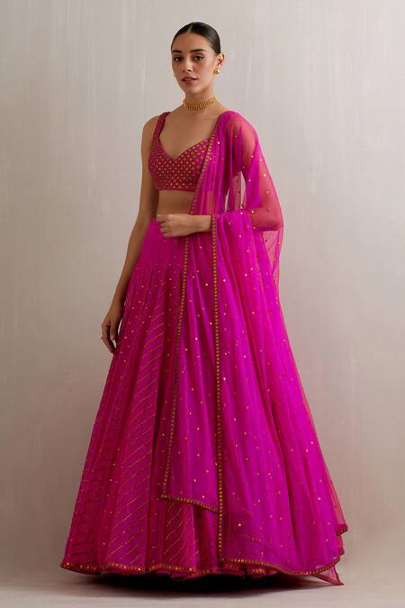 Buy Priyal Prakash Magenta Organza, Polyester, Net Sequins, Zari Sweetheart Neck Work Lehenga Set Online at Aza Fashions Buy_Priyal Prakash_Magenta Organza, Polyester, Net Sequins, Zari Sweetheart Neck Work Lehenga Set _Online_at_Aza_Fashions