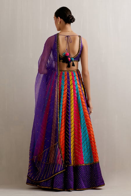 Shop Priyal Prakash Multi Color Organza, Polyester, Net Sequins, Chevron Embroidered Lehenga Set at Aza Fashions Shop_Priyal Prakash_Multi Color Organza, Polyester, Net Sequins, Chevron Embroidered Lehenga Set _at_Aza_Fashions